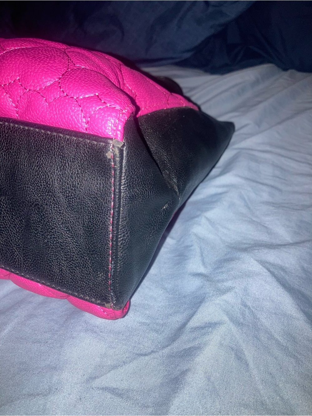 Betsey Johnson Pink Quilted Tote with Black Bow Accent - Picture 7 of 16